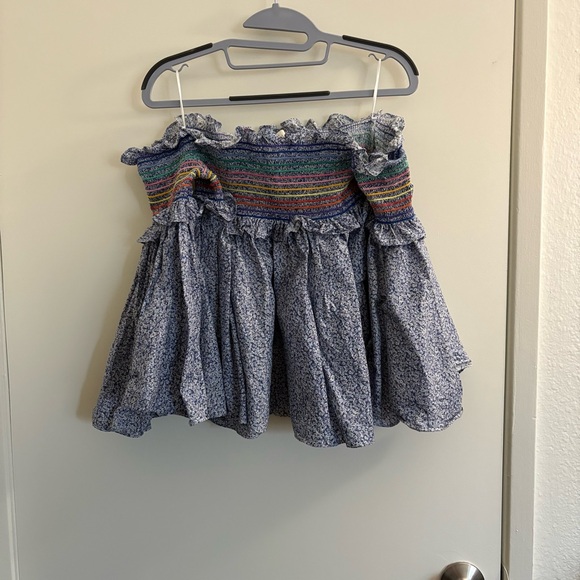 Petersyn Davenport off-the-shoulder smocked top size Large 100% cotton girly - Picture 3 of 9